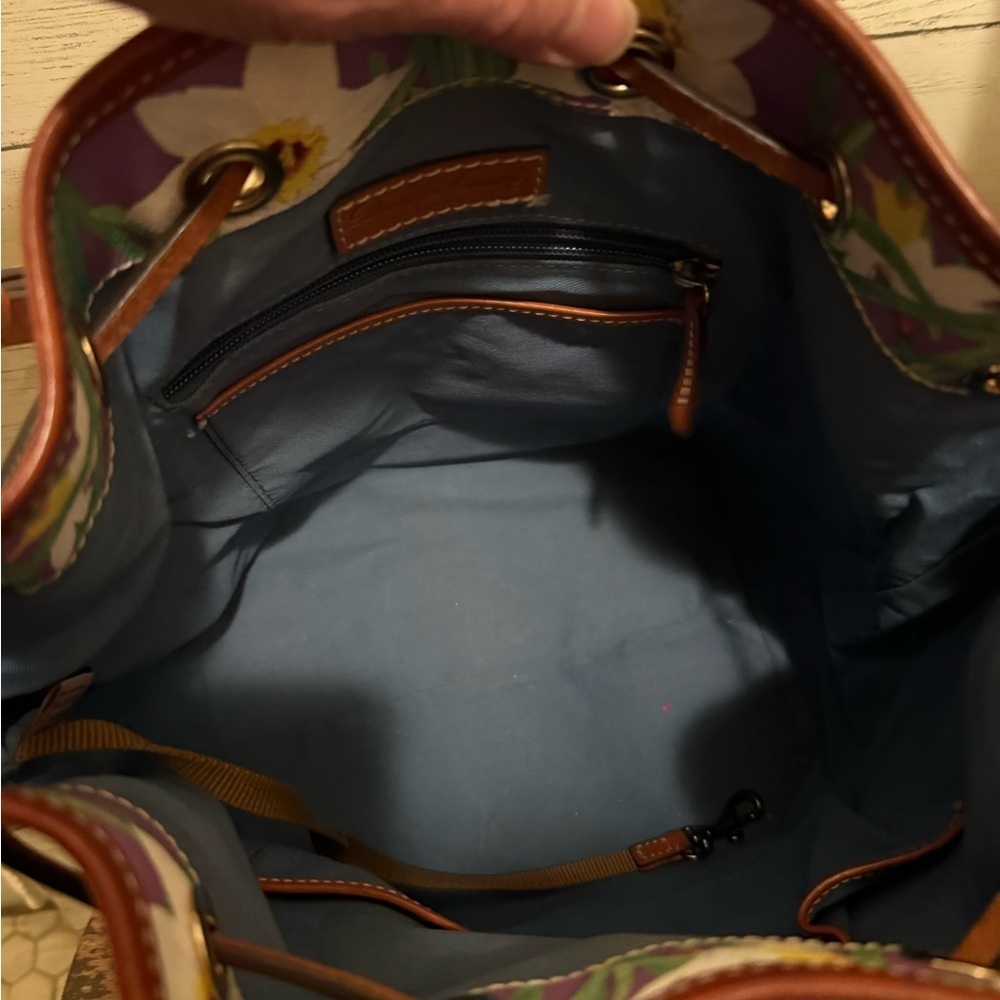 Dooney & Bourke Lavender Daffodil Botanical Collection Drawstring Purse - Picture 7 of 12